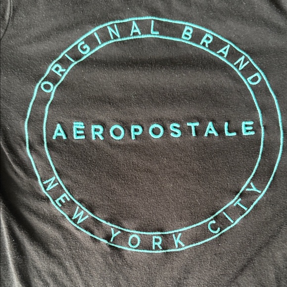 Aeropostale Black Crew Tee with Teal Details - Picture 4 of 4